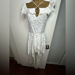 Dark In Love X Dolls Kill White Floral Lace High-Low Cross Gothic Dress NWT M